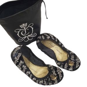 Juicy Couture Black White Scrunched Ballet Flats 5